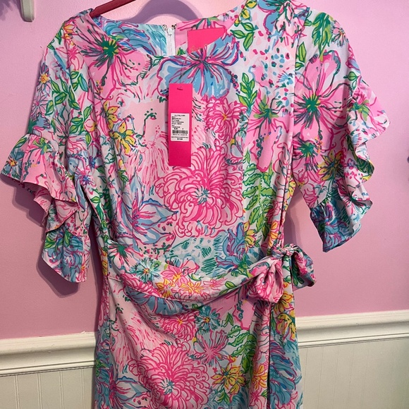 Lilly Pulitzer Darlah Stretch Ruffle Trim Dress Paradise Found 6 NWT - Picture 3 of 3